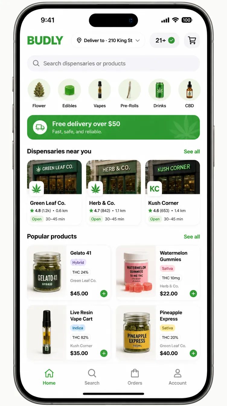 Budly app screen 1