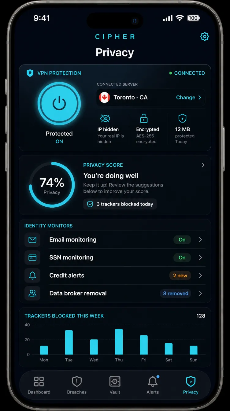 CIPHER app screen 5