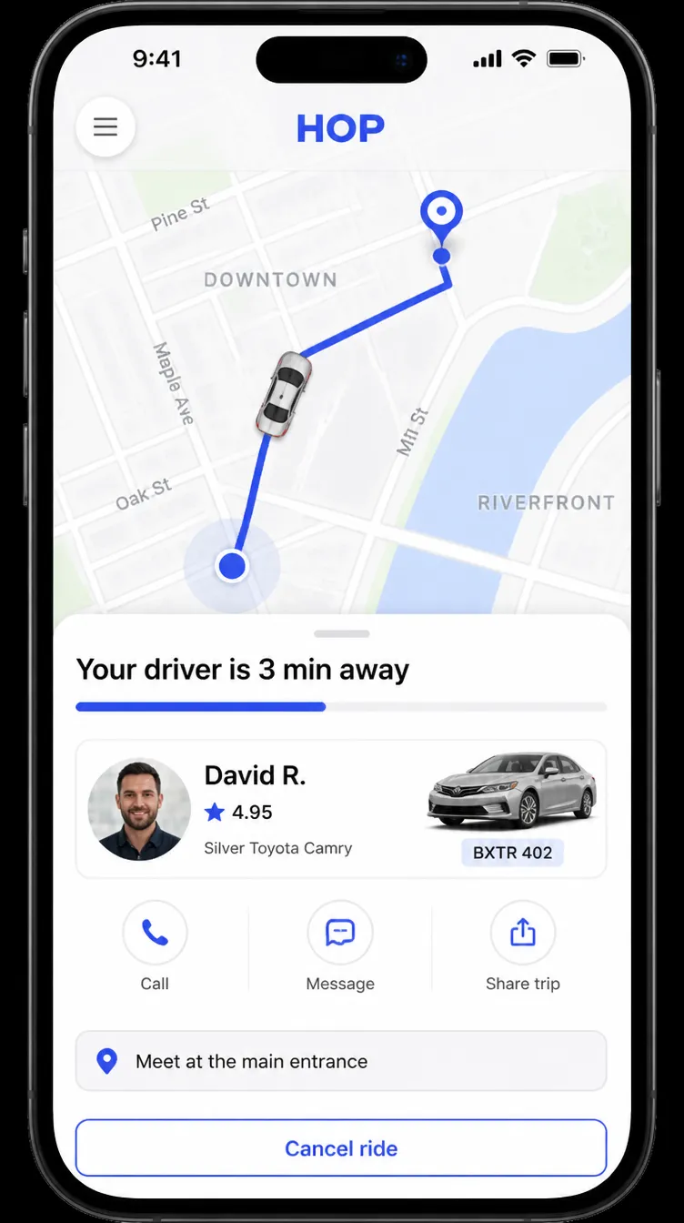 HOP app screen 3