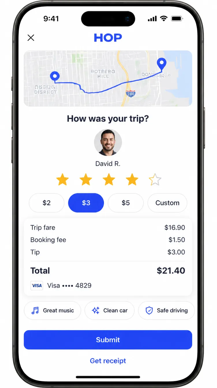 HOP app screen 4