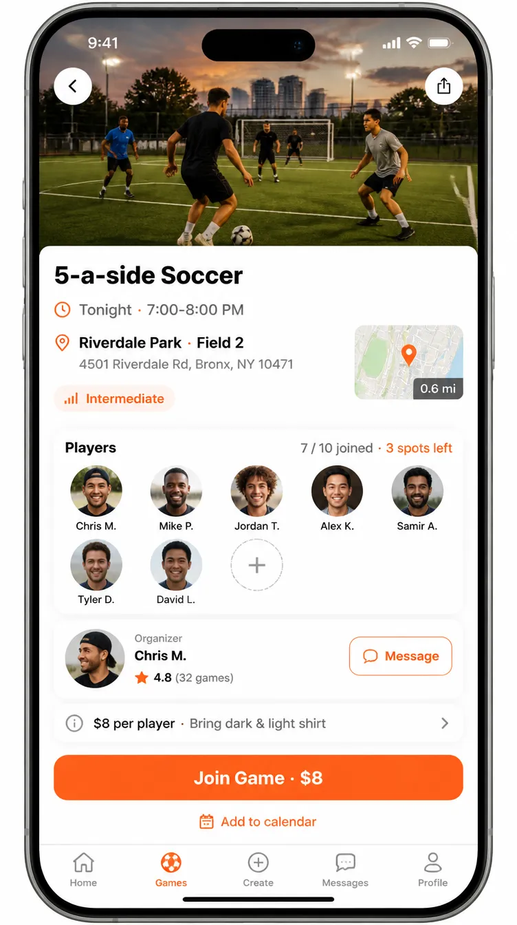 MATCHDAY app screen 2