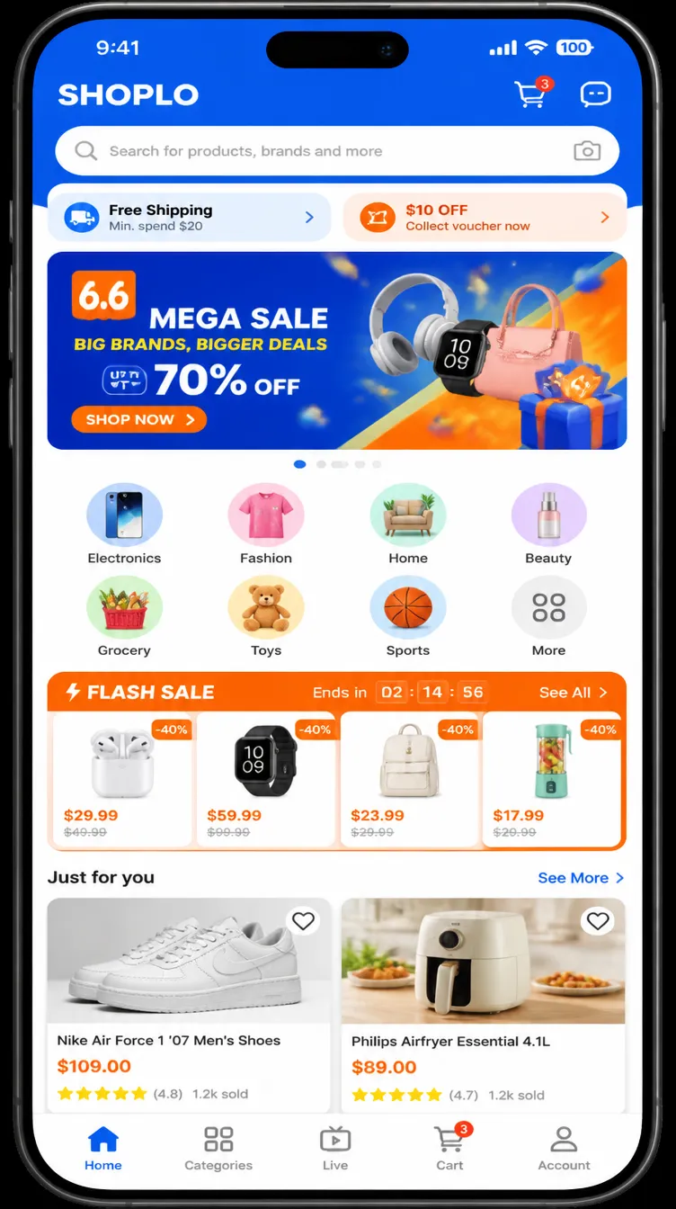 Shoplo app screen 1