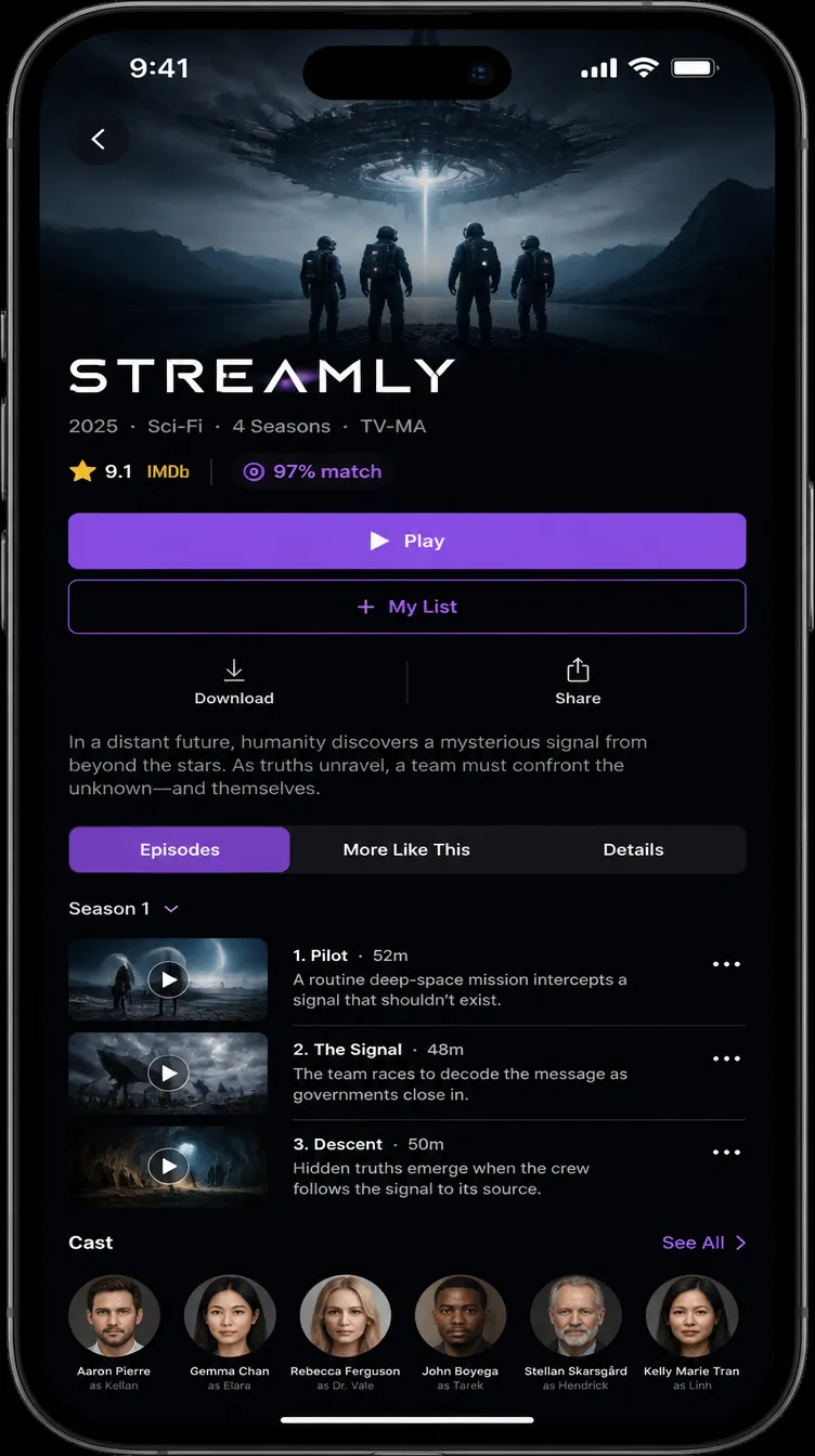 STREAMLY app screen 2